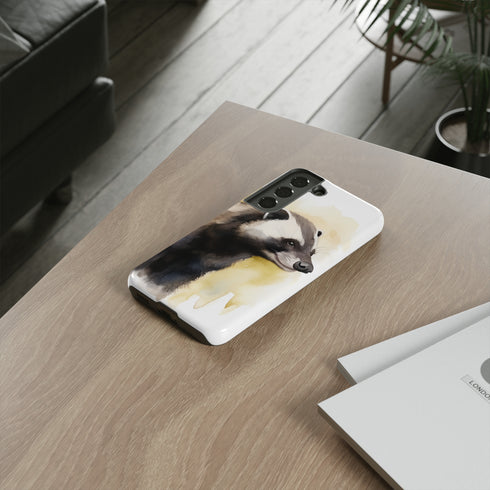 Badger on a Yellow Background - Impact Resistant Phone Case